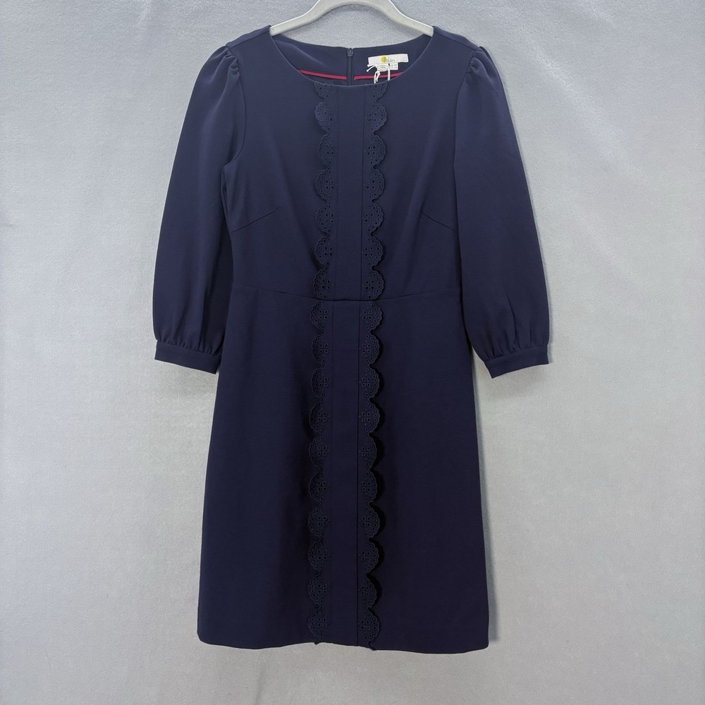 Boden Alexandra Ponte A-Line Sheath Dress Size 4 Petite Navy Blue Classic Career - Picture 1 of 15